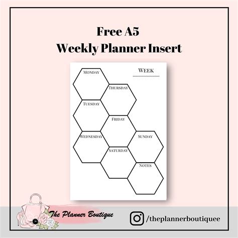printable  weekly planner insert freebie digital planner page