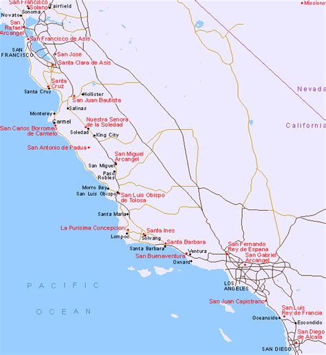 map   missions  southern california