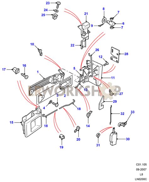 front door latch mechanism find land rover parts  lr workshop