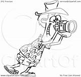 Tourist Outlined Snapping Photographs Male Illustration Clipart Royalty Toonaday Vector Background sketch template