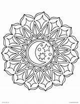 Coloring Mandala Pages Colouring Moon Sun Star Yang Drawing Dreamcatcher Mandalas Printable Yin Flower Kid Adults Color Friendly Sunset Islam sketch template