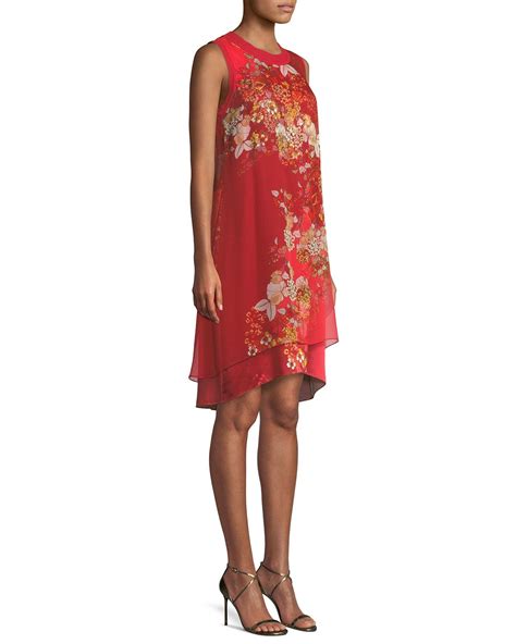 Elie Tahari Malaya Sleeveless Floral Print Dress Neiman Marcus