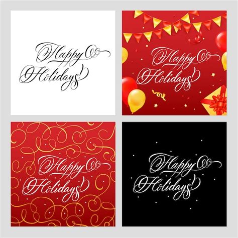 vector happy holidays banners set