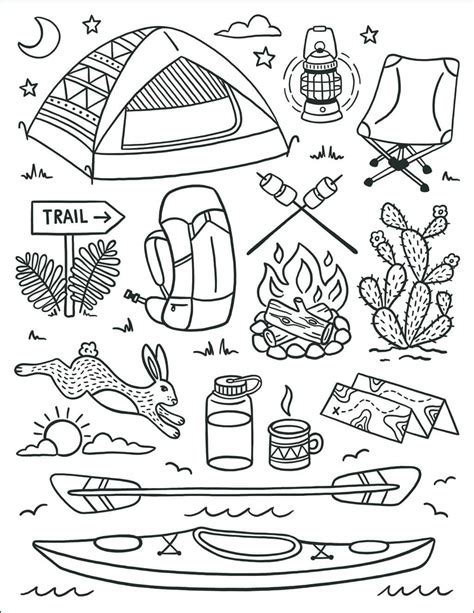 night camping coloring page  printable coloring pages  kids