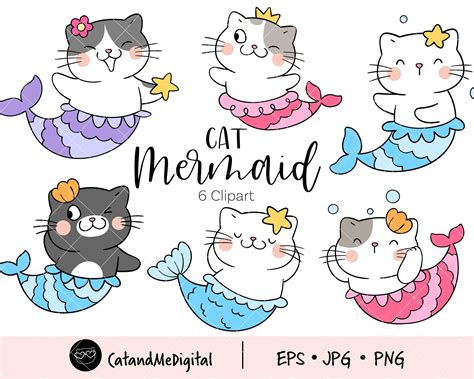 mermaid cat cute mermaid mermaid illustration graphic illustration