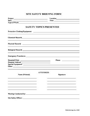 printable weekly safety meeting forms  templates fillable