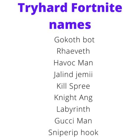 creative tryhard fortnite names