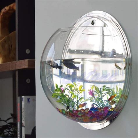 qiuxiaoaa pot wall hanging mount bubble aquarium bowl fish tank aquarium home decoration feeding