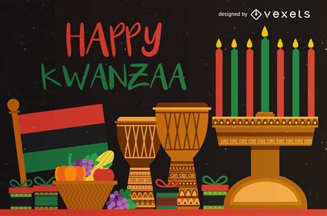 colorful happy kwanzaa greeting card vector