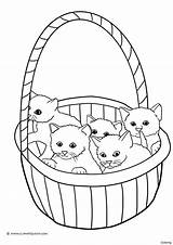 Coloring Cat Pages Kitten Cute Sleeping Kittens Basket Kitty Print Sheets Preschoolers Cats Printable Drawing Colouring Kids Color Coloringbay Five sketch template