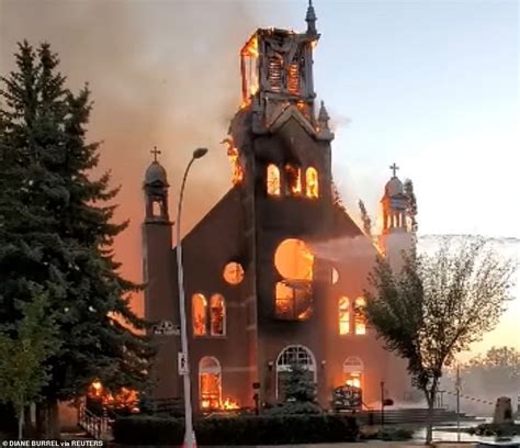 dozens  canadas christian churches burned   vandalized daily