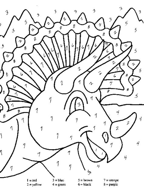 dinosaur color  number coloring page coloring home