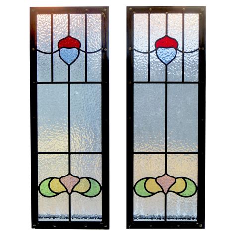 Simple Art Nouveau Stained Glass Panels From Period Home Style