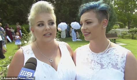 2 couples tie knot in australia s 1st same sex weddings daily mail online
