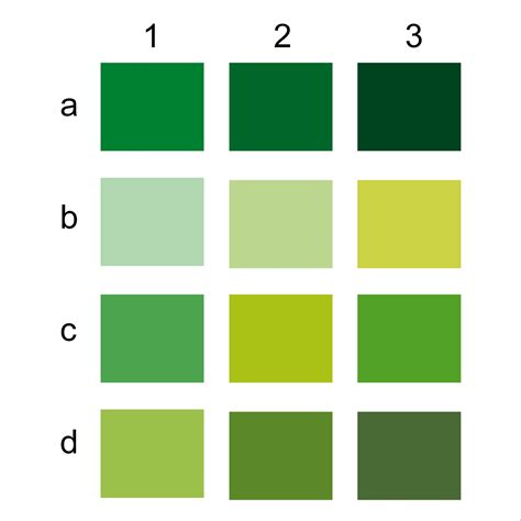 variasi warna hijau cmyk typhography design