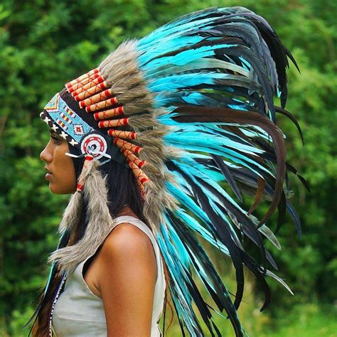 Turquoise Native American Headdress 75cm Indian