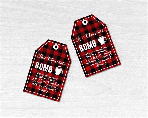 hot cocoa bomb tags hot chocolate bomb instructions card printable