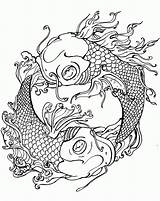 Coloring Koi Pages Japanese Tattoo Dragon Fish Printable Fire Japan Pisces Tattoos Adult Adults Water Garden Coy Deviantart Print Sheets sketch template