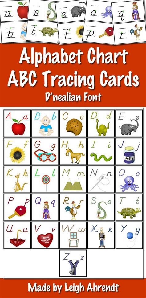alphabet chart and abc tracing cards are used to teach children the