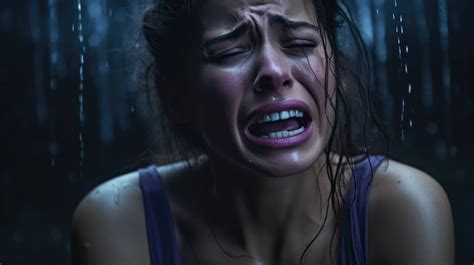 A Woman Bawling Hysterically Tears Flooding The Scene As She Heaves