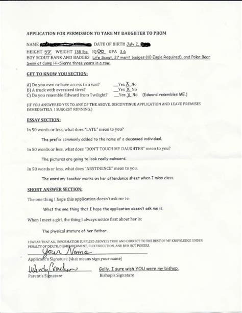 This Is A Prom Date Application A Father Gave His
