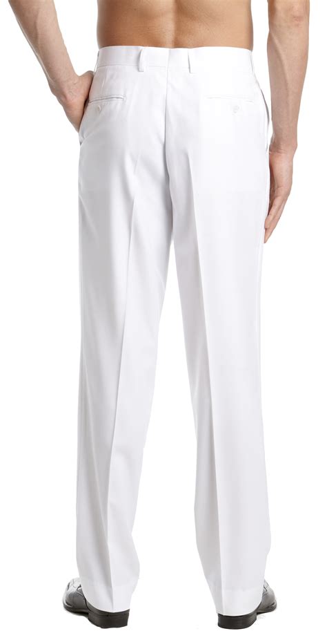 concitor mens dress pants trousers flat front slacks solid white color  ebay