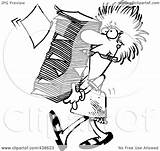 Carrying Businesswoman Stack Huge Toonaday Royalty Paperwork Outline Illustration Cartoon Rf Clip 2021 sketch template
