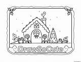 Draw Cute So Coloring House Pages Gingerbread Printable Template Color Book sketch template