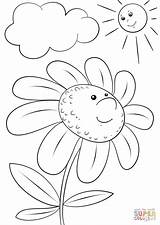 Coloring Flower Cartoon Pages Character Daisy Margarita Flowers Printable Drawing Colorear Para Sol Al Template Imagen sketch template