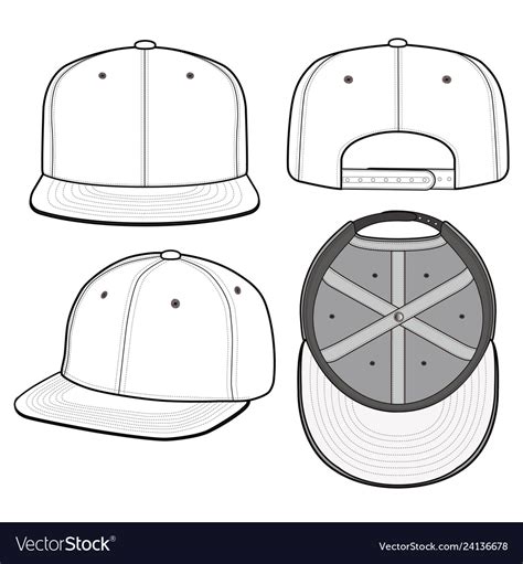 snapback cap fashion flat mockup design royalty  vector