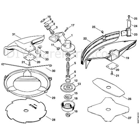 stihl fs  brushcutter fs parts diagram  gear head fs