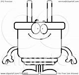 Plug Cartoon Electric Mascot Coloring Happy Clipart Sick Outlined Vector Cory Thoman Surprised Royalty Clipartof sketch template