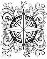 Compass Coloring Printable Etsy Pages sketch template