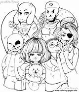 Undertale Coloring Pages Sans Lineart Printable Valentine Papyrus Frisk Print Fanart Sketch Book Colouring Anime Valentines Draw Color sketch template