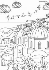 Coloring Santorini Pages Adult Greece Colouring Ausmalbilder Sheets Printable Book Choose Board sketch template