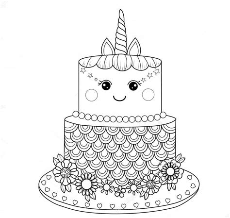unicorn cake   coloring page  print  color