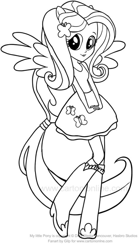 drawing fluttershy equestria girls     pony coloring page