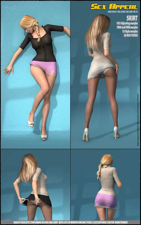 sex appeal blouse and skirt for v4 3d figure assets hameleon