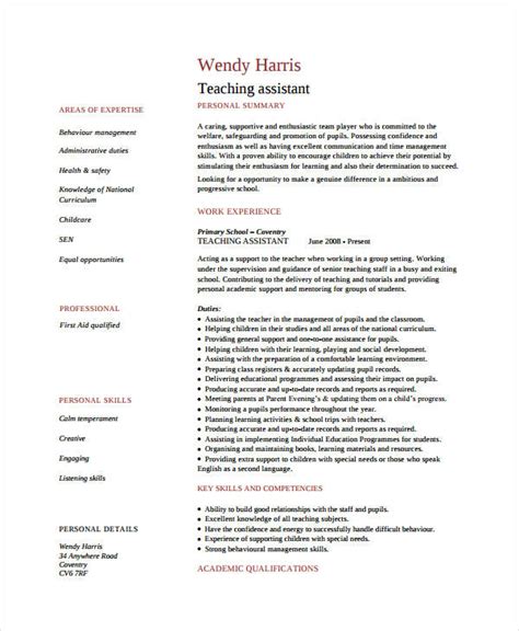 teacher assistant resume templates