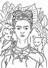 Frida Kahlo Autorretrato Espinas Colorir Self Thorns Quadros Desenhos Retratos Spine Autoritratto Acessar Criandocomapego sketch template