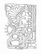 Coloring Printable Pages Quotes Grumpy Swear Adult Word Book Attitudes Color sketch template
