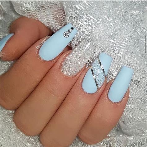 spring nail art designs  women  blue glitter nails blue