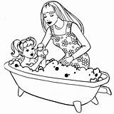 Barbie Coloring Pages Kelly Kids Girls Printable Print Gif Bath Bathing Her Coloriage Colouring 1016 Princess Sheets Dog Clipart Easy sketch template