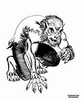 Werewolf Wolfman Baugh Fantasy Terrifying Lineart sketch template