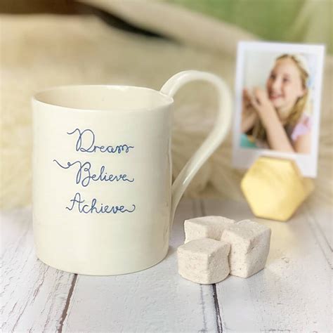 dream believe achieve positive message mug by gemma wightman ceramics