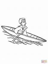 Canoe Coloring Pages Floating Drawing Printable Clipart Rowing Supercoloring Categories sketch template