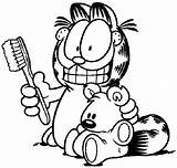 Garfield Toothbrush Colouring Linkietheo Drawing sketch template