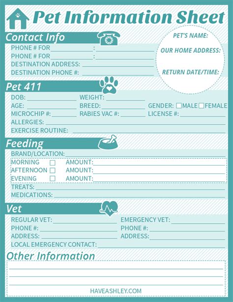 pet sitting instructions template