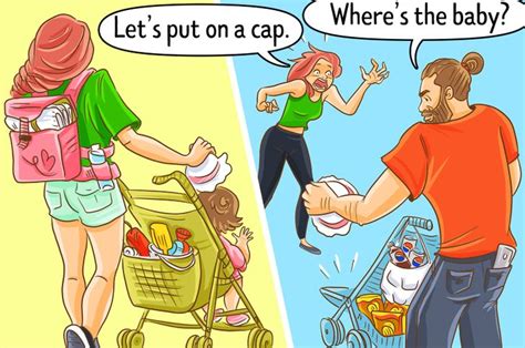 19 truthful comics about how differently moms and dads raise their