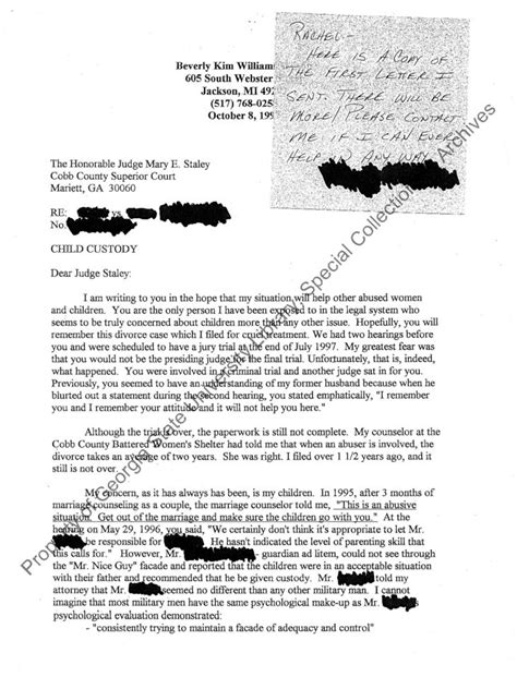 write  character letter  court domestic violence  news